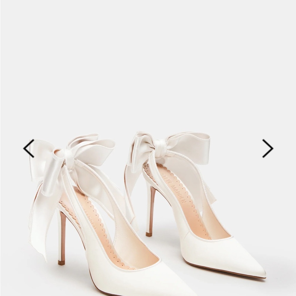 Steve Madden White Satin Bow Heels
